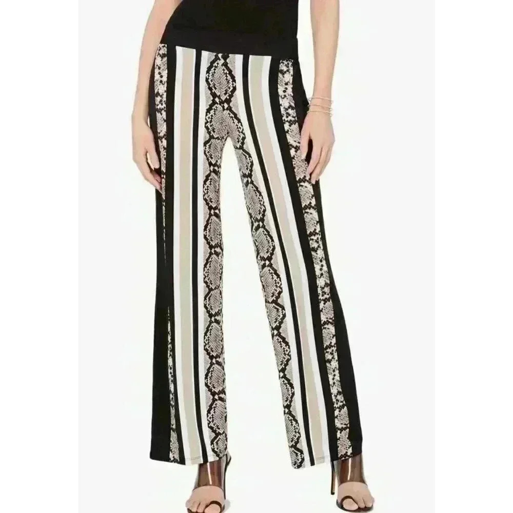 I.N.C. International Concepts, Snake Print Mid-Rise Pants, Black, XS